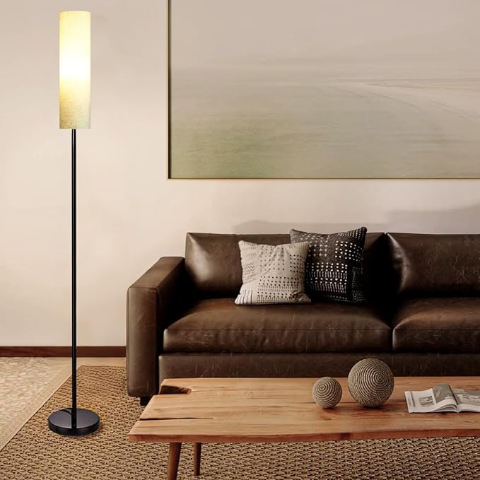 Floor Lamp for Living Room, Lamp with 3 Color Lampshades, Remote Standing Lamp for Bedroom, Office, Room décor(Bulb Included) (Ivory)