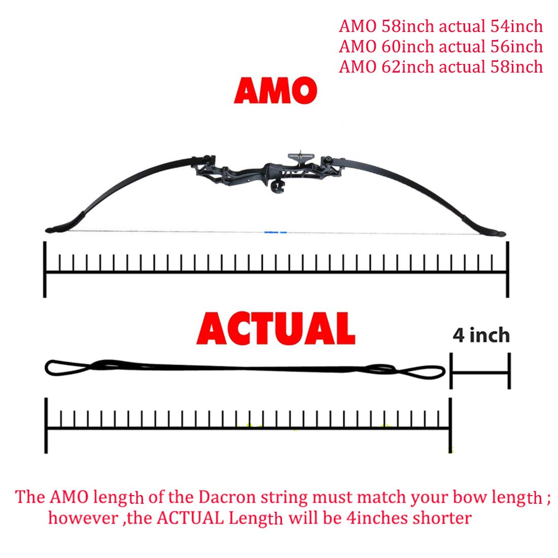 Recurve Bow String Dacron Bow String Replacement Archery Supply for Traditional and Recurve Bow, AMO 58/60/62 inch, 16/14Strands (AMO 70inch 14 Strands)