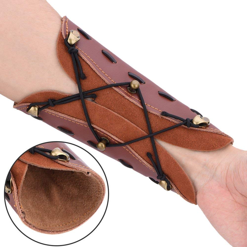 Dilwe Arm Guard, Archery Leather Arm Guard Strap Armband for Bow