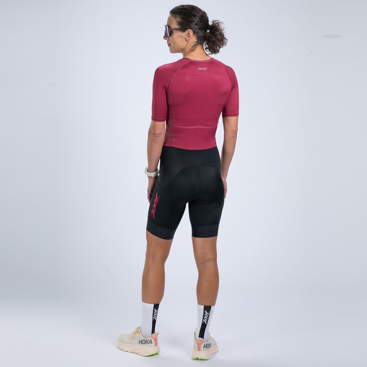 Zoot Women’s Core Tri Aero FZ Racesuit, Short Sleeve Moisture-Wicking Triathlon Suit, Plush Chamois & Race Day Storage - Plum - 2X-Large