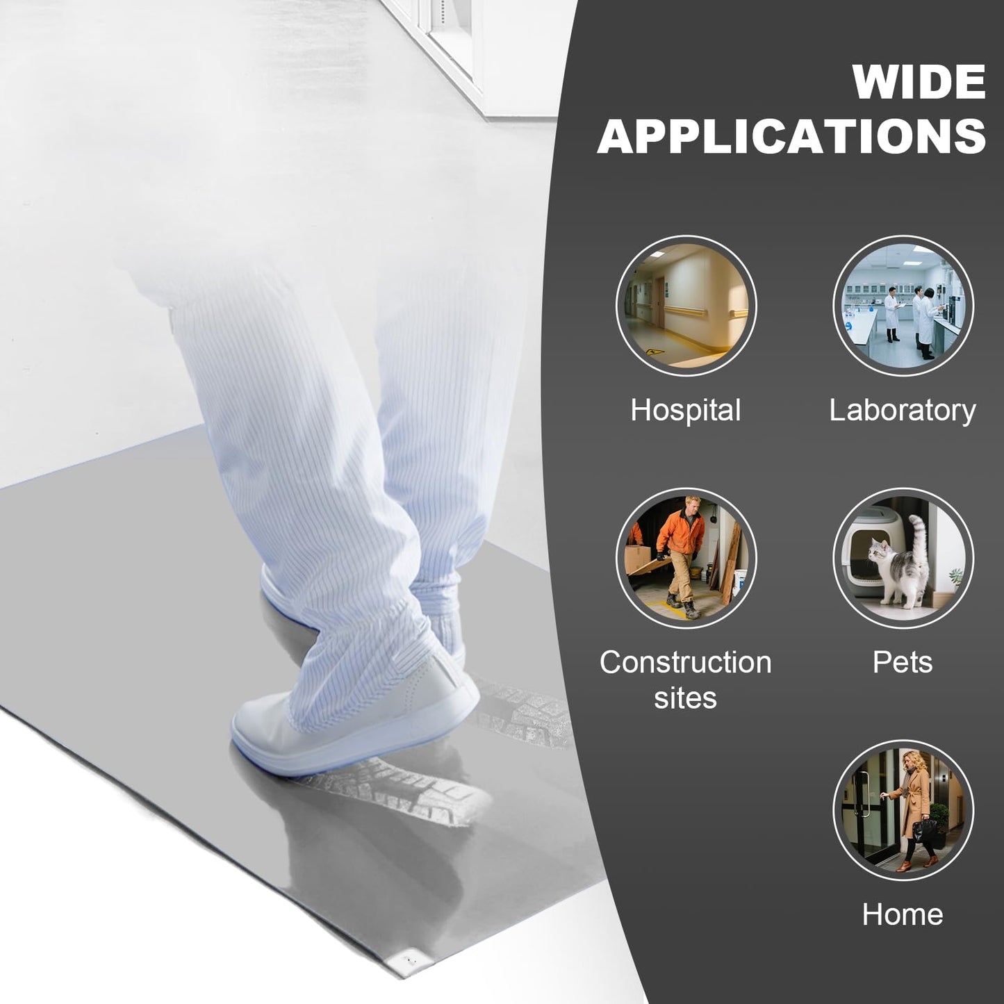 Synvicovan 24" x 36" Grey Sticky Mat Tacky Pads Adhesive Floor Mat (5 Packs,150 Sheets,30 Sheets/Pack） for Cleanroom Laboratory Hospital Construction Pets Home and Gymnasium