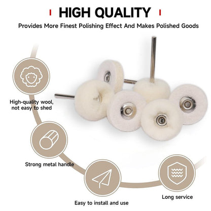 Shineboc 50 PCS 1 Inch Wool Felt Polishing Accessory Kits, 25 Each Spherical/Flat Buffing Wheels for Proxxon Dremel Rotary Tool - 1/8" Shank, Ideal for Wood Metal Jewelry and Glass Polishing