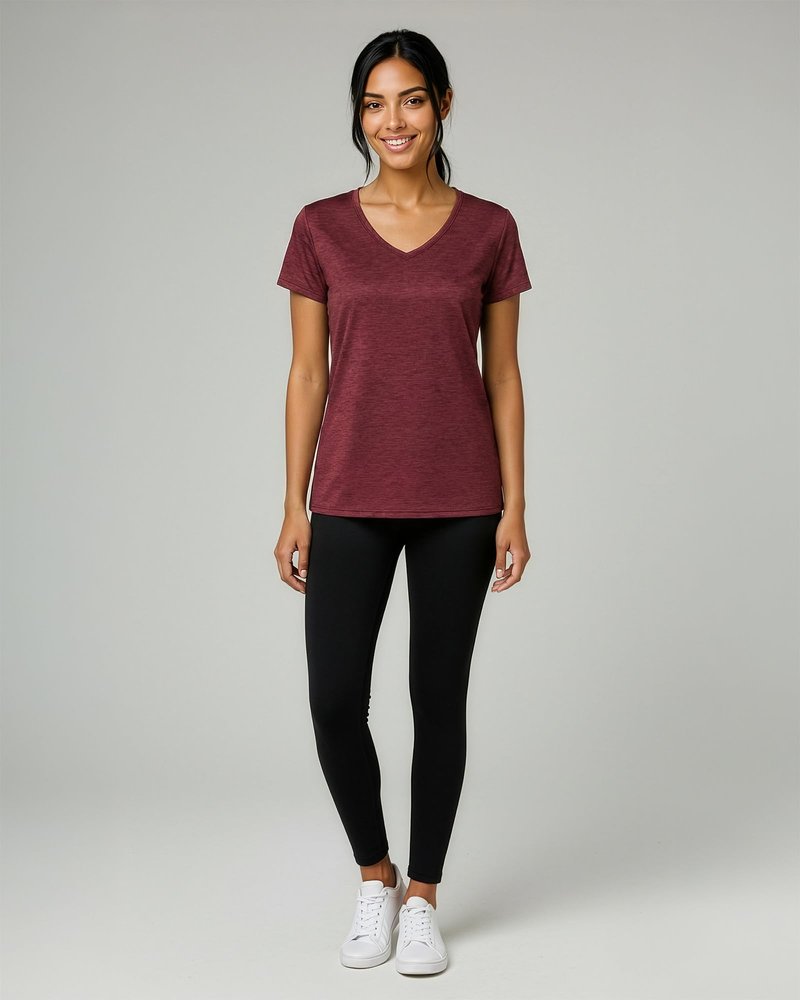 Real Essentials 5 Pack: Women's Dry-Fit Short Sleeve V Neck T Shirt Workout Fitness Yoga Top Tee, Set 2, XXL