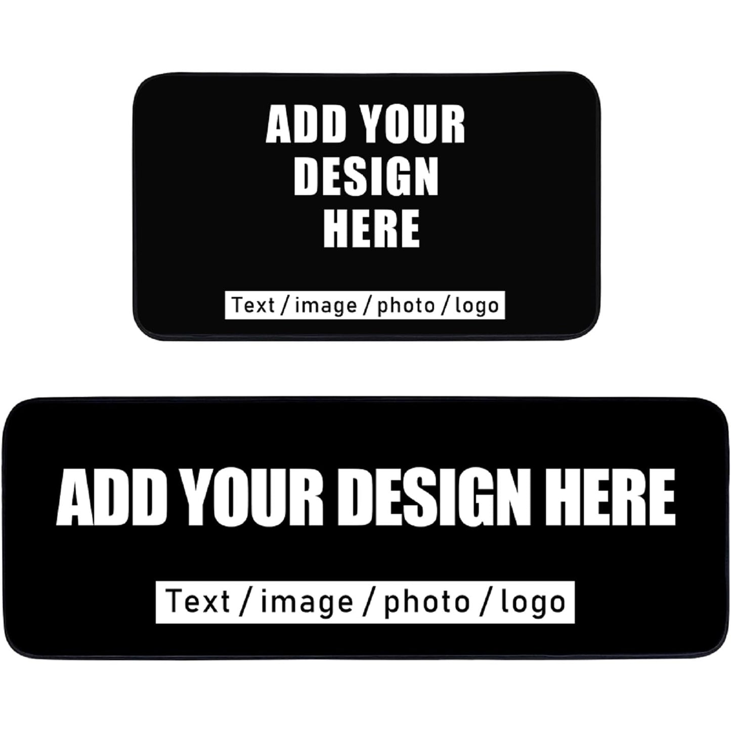 RoPox Personalized Kitchen Mat for Floor,Cushioned Anti-Fatigue,Waterproof Non-Slip Rugs,Custom Kitchen Mat Set of 2 - Add Your Photo Logo Text,Washable Decorative Area Carpet for Home Office Laundry