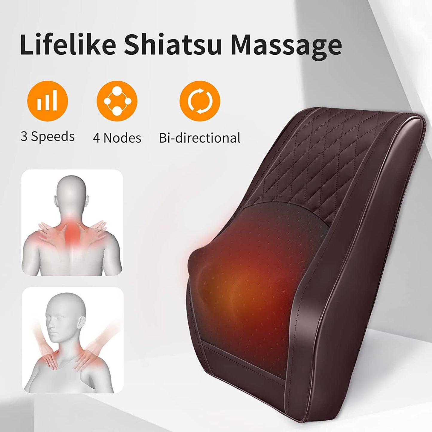 Boriwat Back Massager with Heat, Neck Massager for Pain Relief Deep Tissue, 3D Kneading Massage Pillow for Back, Neck, Shoulder, Legs, Gifts for Women Men Mom Dad