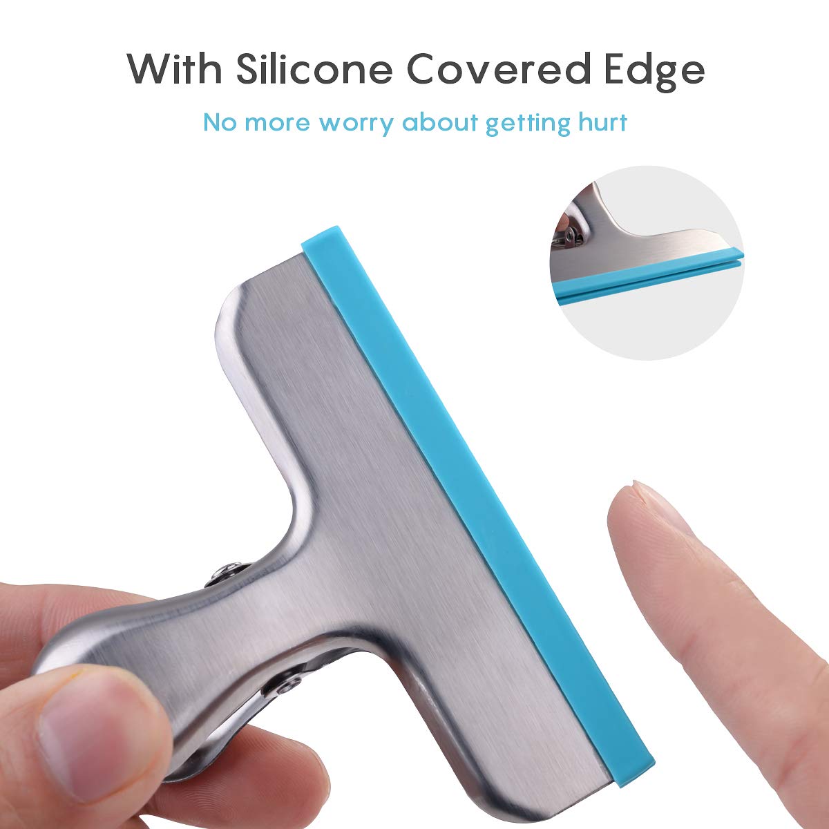 HOUSE AGAIN 12 Pack Stainless Steel Chip Bag Clips Covered with Silicone - NO More Sharp Edges - Color Coded for Food Bags - Air Tight Seal, Heavy Duty for Kitchen and Office, 3 Inches