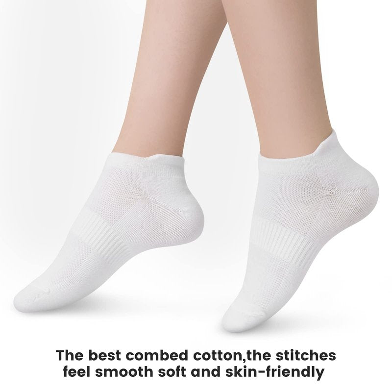 Sallking Women's Ankle Cotton Socks - Low Cut Athletic Sports Running Breathable Thin No Show Socks With Tab 6 Pairs