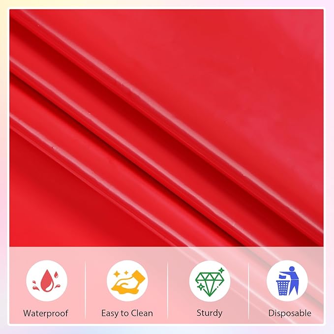 3 Packs Red Disposable Plastic Tablecloth 54 x 108 Inch Waterproof Tablecloths 6FT Rectangle Table Cover for Valentines Day Christmas Thanksgiving Carnival Theme Party Decoration
