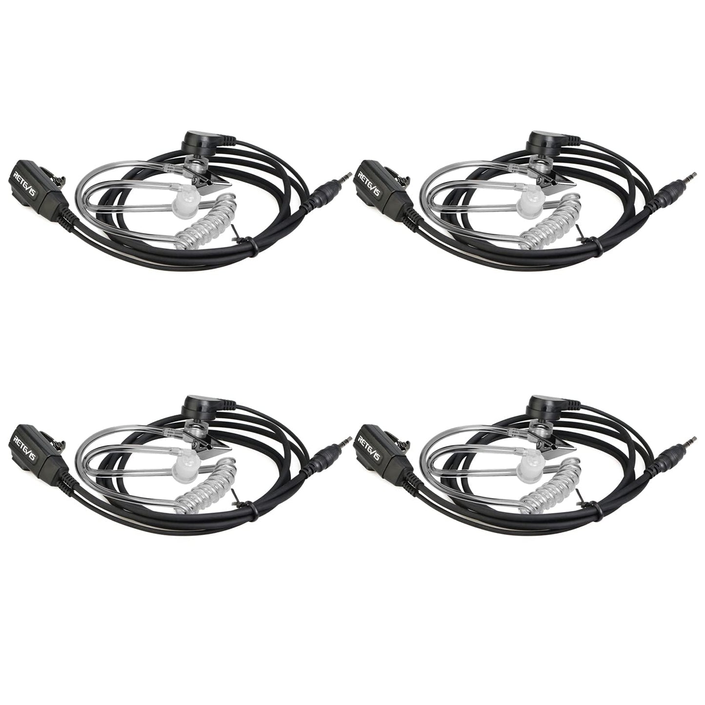 Retevis RB48 Walkie-Talkie Earpiece with Mic 1 Pin 2.5mm, Transparent Acoustic Tube, Compatible RB48 RB48 Plus RB48A RB48 Pro RT49 RT49B RT49P Two Way Radio, Walkie Talkie Headset(2 Pack)
