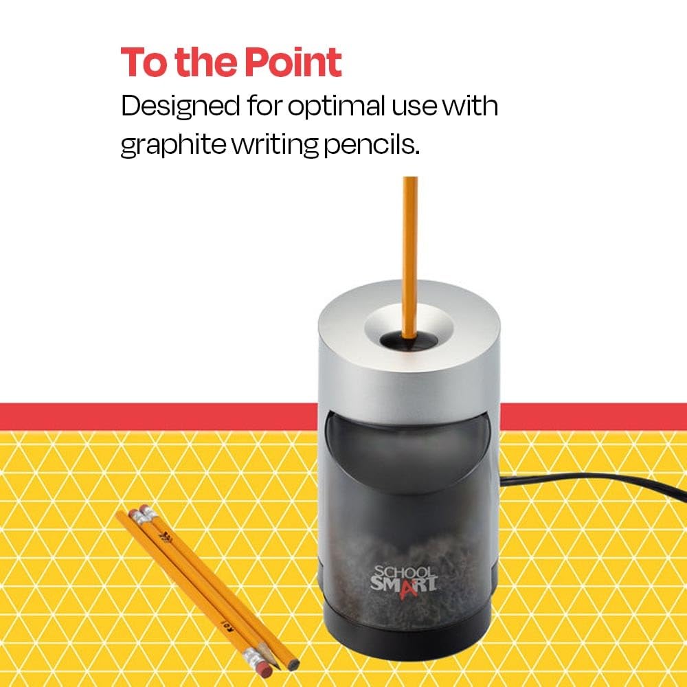 School Smart Vertical Electric Pencil Sharpener, For Classroom, Home, and Office Use, Black and Grey