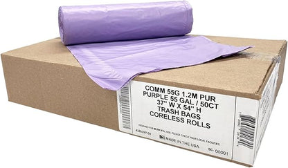 Ultrasac Heavy Duty 55 Gallon Purple Trash Bags