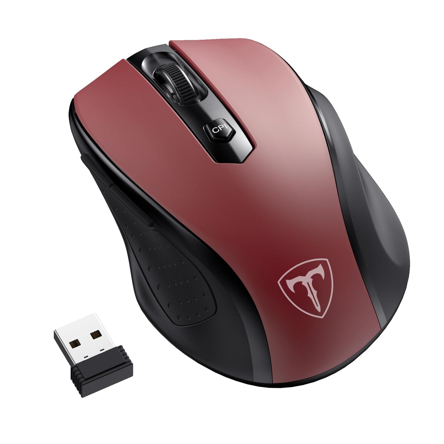 Wireless Mouse, D-09 Computer Mouse USB Cordless Mice for Laptop, Ergo Grips, Lightspeed 5-Level 2400 DPI, 16 Months Battery, Portable for PC Mac Chromebook (Black)