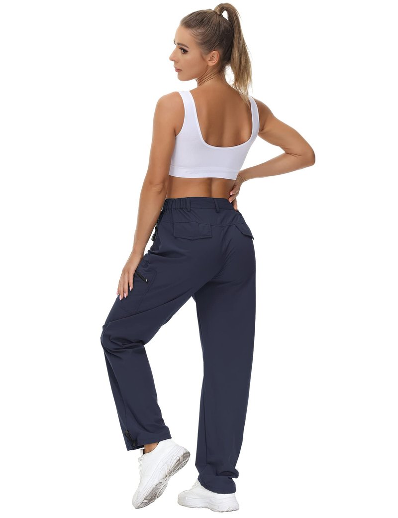 VVK Women's Cargo Joggers Pants Lightweight Athletic Outdoor Travel Hiking Quick Dry Workout Pants Water Resistant Navy Large