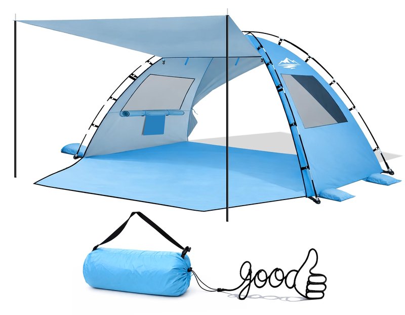 Purebox Beach Tent Sun Shelter - 2/3/4 Person UPF 50+ UV Protection Tents with Canopy, Easy Setup Lightweight Beach Shade Tent, Portable Beach Cabana Sun Shade Shelter