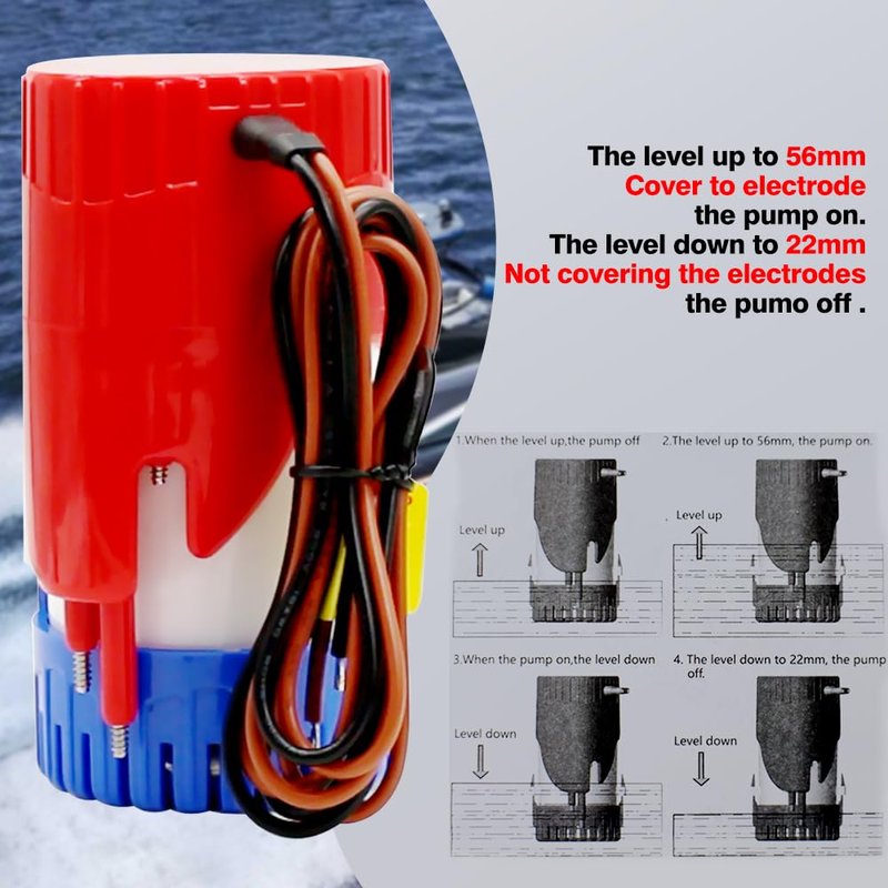 YQMIGU Automatic Bilge Pumps For Boats 12V,1100GPH Flow Rate, Simple And Reliable Design, Suitable For Yachts, Fishing Boats, And Waterlogged Areas In Households
