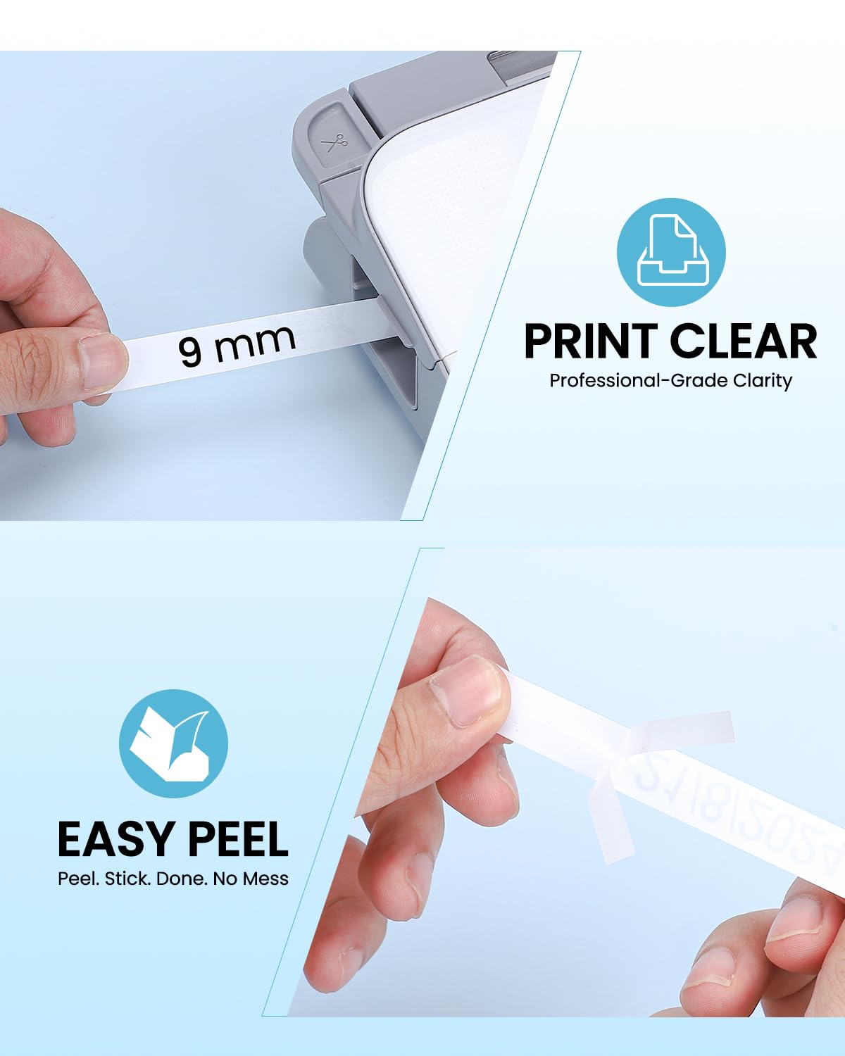 TZe-221 TZ Tape 9mm 0.35 Laminated White Replacement for Brother P Touch Label Tape 3/8 Inch TZ TZe221 Compatible with PT-D200 1280 1180 1830 Label Maker Tape Refills, 8m (26.2 ft), 4 Pack