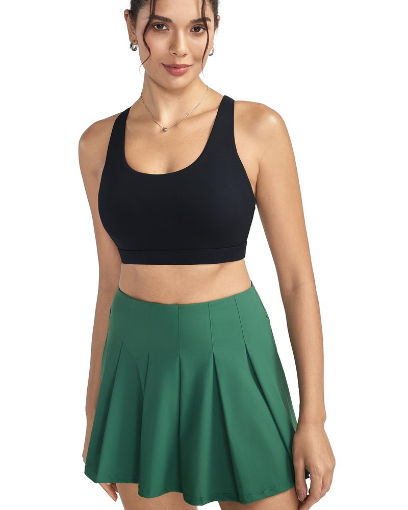 RUNNING GIRL Sports Bra for Women, Criss-Cross Back Padded Strappy Sports Bras Medium Support Yoga Bra with Removable Cups B-Black