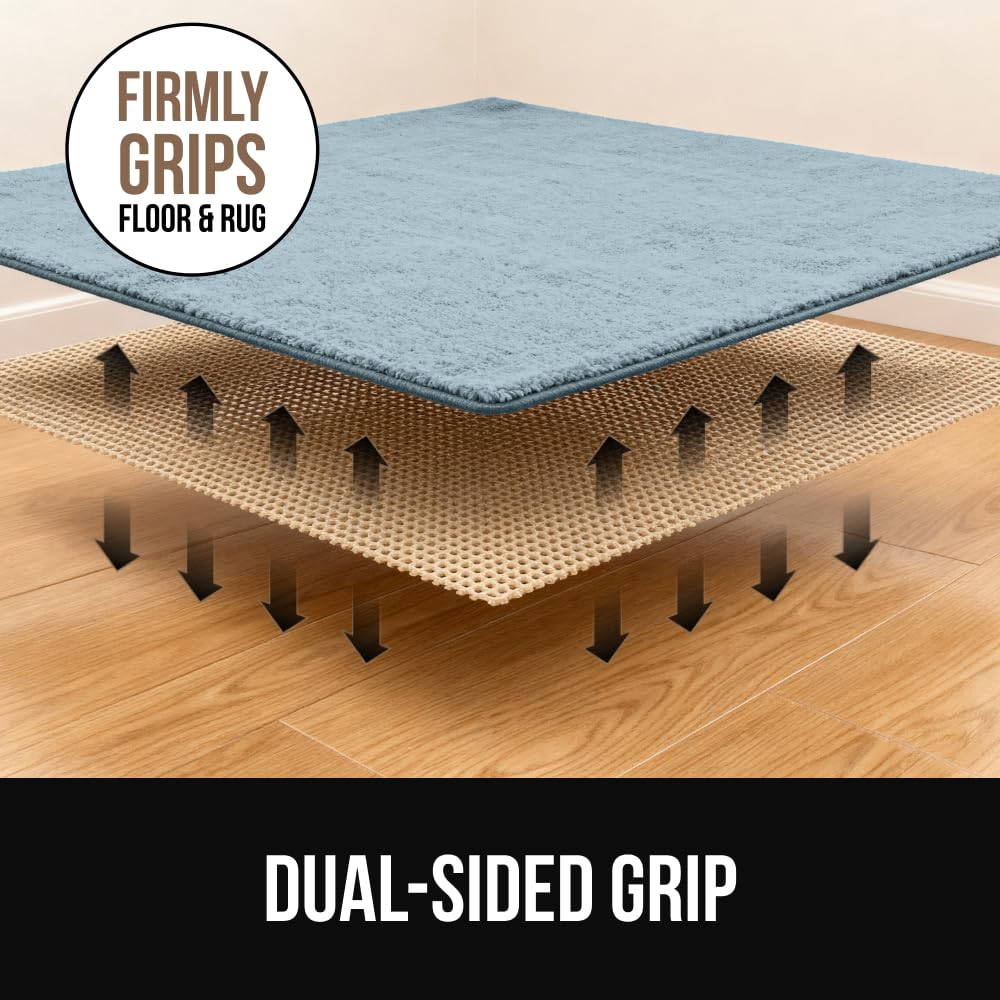 GORILLA GRIP® Premium Dual Sided Thick 2x6 Rug Gripper Pad for Hardwood Floors, Breathable Slip Resistant Pad Grips Under Carpet Area Rugs for Hard Surface Floor Protection, Easy Trim Mats, Beige