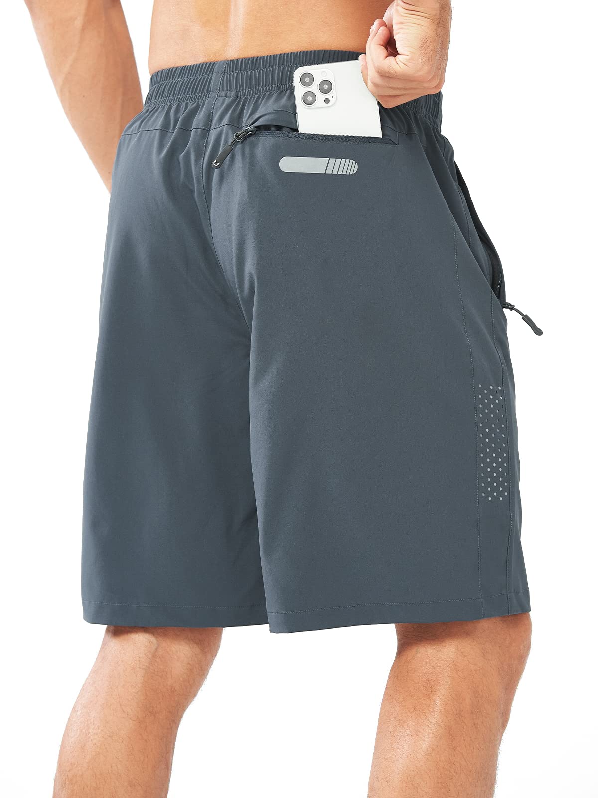 NORTHYARD Men's Athletic Running Shorts Gym Workout 7"/9"/5" Quick Dry Lightweight Sports Basketball Tennis 3 Zipper Pockets COOLGREY-9inch M