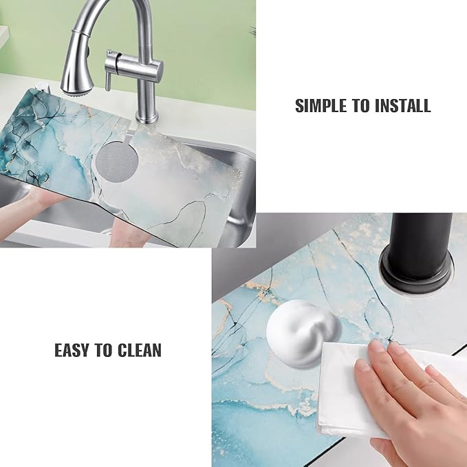 Sink Faucet Absorbing Mat, 2 Pack Drying Mat Around Faucet Sink Splash Guard