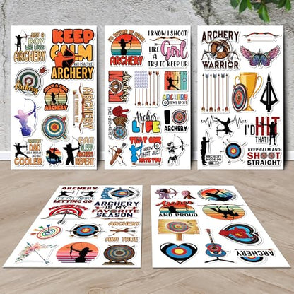 Archery Stickers 50 Pieces Vinyl Waterproof Decal for Laptop Water Bottle Phone Car Window Bike Motorcycle Stakeboard Scrapbook Archer Sticker Gifts for Kid Teen Adult