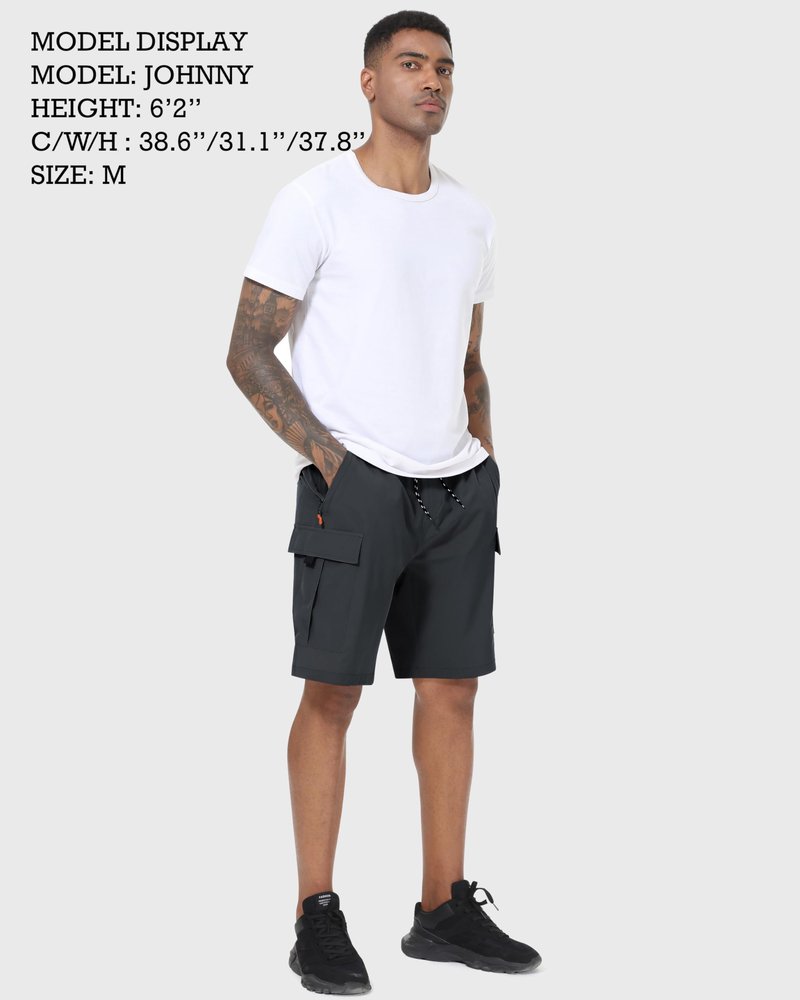 Men's Cargo Shorts Quick Dry Lightweight Stretch Hiking Shorts for Men with 5 Pockets No Lining Dark Grey