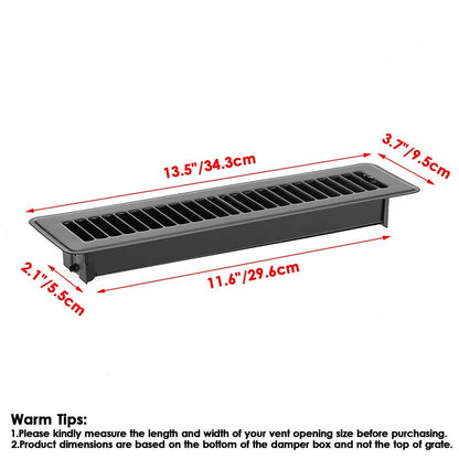 Sumnacon Floor Register 2 x 10 Inch Metal Floor Vents 6 Pack Floor Vent Covers with Adjustable Air Supply Lever, Rust Proof Vent Cover 2x10'',Decorative Vent Covers for Home Floor,Black