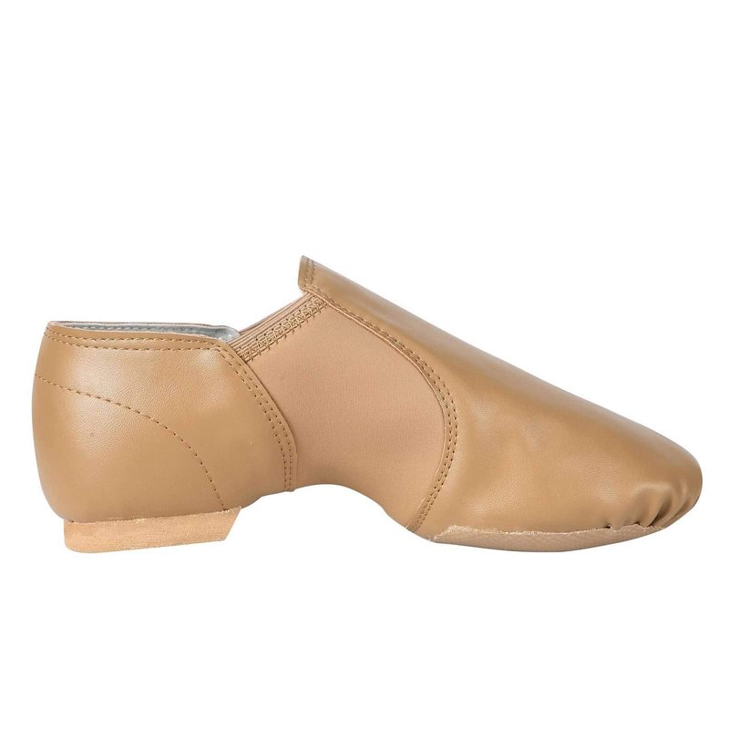 Linodes Unisex 006 PU Leather Upper Slip-on Jazz Shoe for Women and Men's Dance Shoes-Brown 9.5M