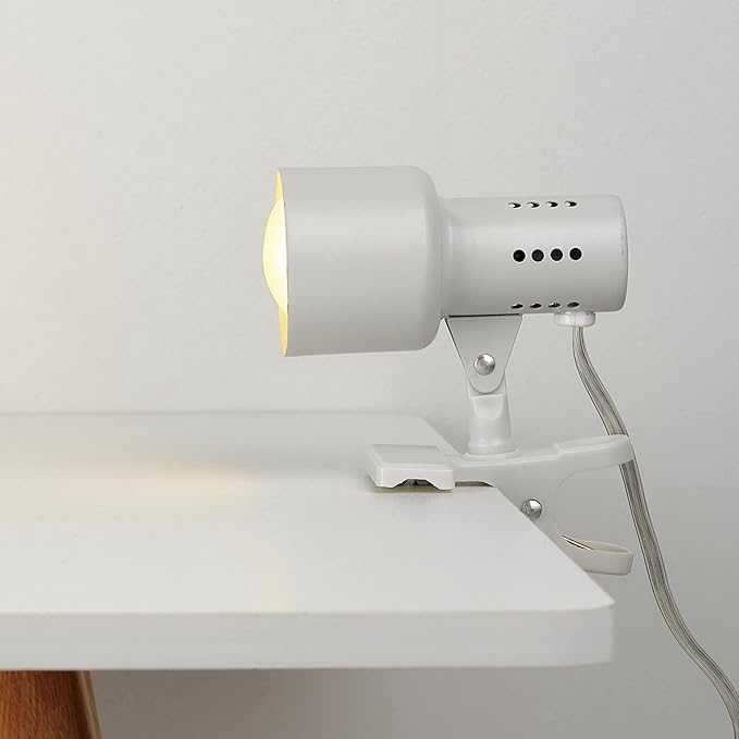 Globe Electric 30293 5.5" Clip-Arm Desk Lamp, Matte Light Gray, In-Line On/Off Switch, Bulb Included, Home Décor, Desk Lamps for Home Office, Home Office Accessories, Room Décor, Accent Lighting Lamps