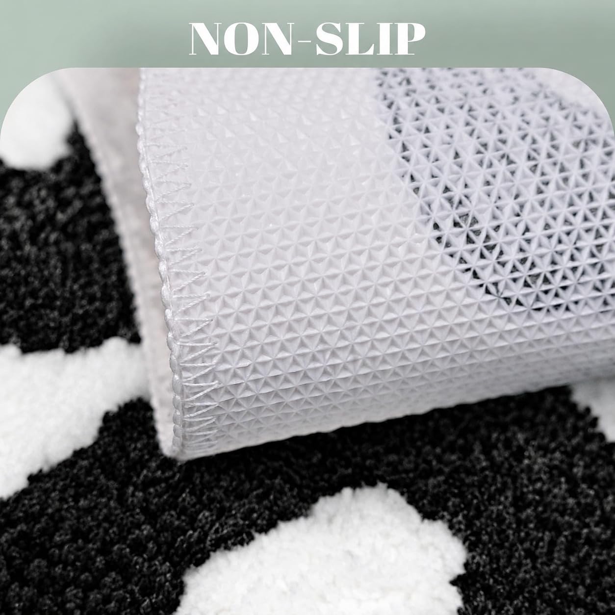 Bathroom Rug Mat 25"x21": Funny Aesthetic Tufted Bath Rug, Soft Absorbent Microfiber Bath Carpet with Non-Slip Rubber Backing; Machine Washable Bath Mat for Tub Shower, 2.1'x1.75', Black White