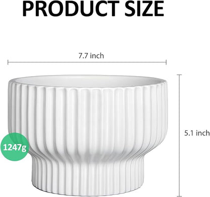 OXART Ceramic Pots for Plants, 7.7 Inch Round Plant Pot with Drainage Hole, Modern Outdoor Flower Pots Home Garden Decorative Planters for House Plants Indoor Planters (White)