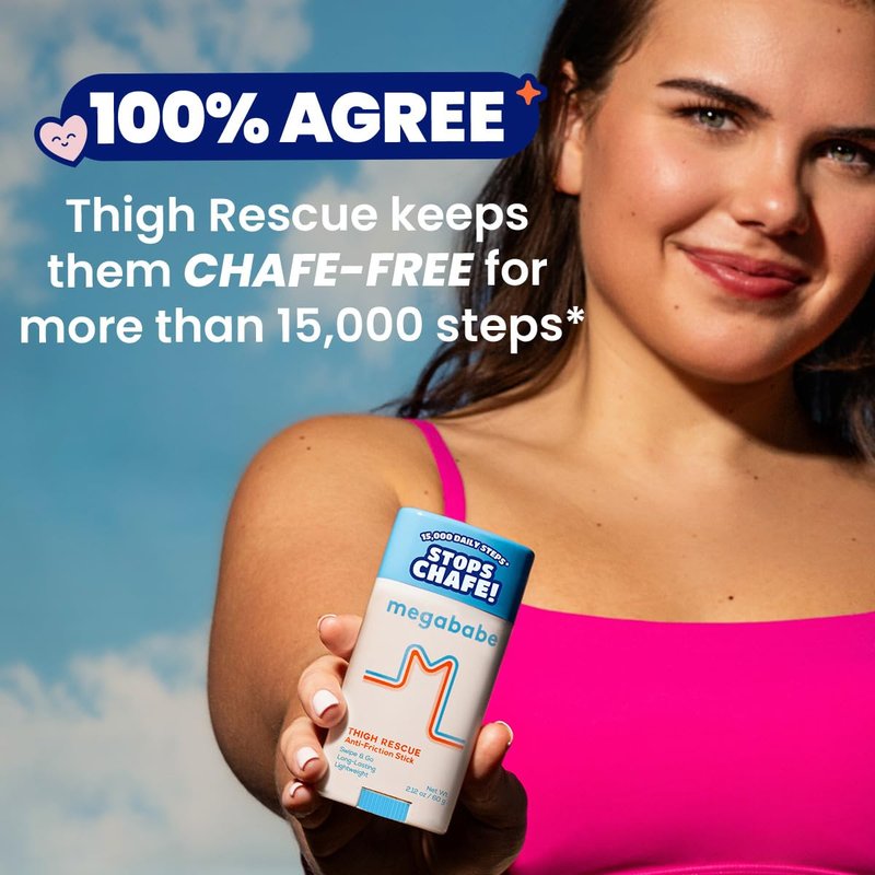 Megababe Thigh Rescue Anti-Chafe Stick | Prevents skin chafe & irritation | Thighs, arms, bra-lines & more | Summer and Hot Weather Essentials | 2.12oz (Pack of 2)