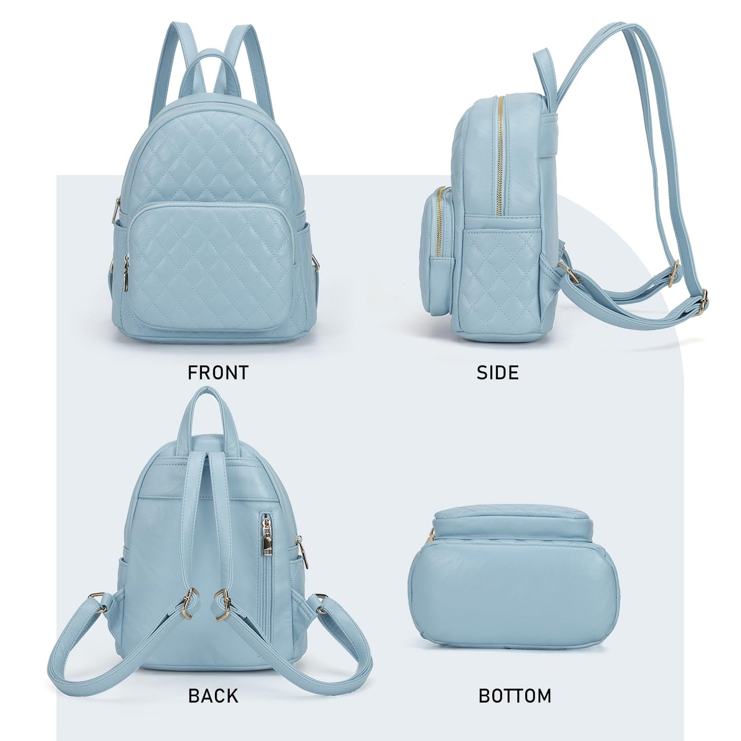 KL928 Quilted Mini Backpack for Women, PU Leather Backpack Purse Designer Satchel Bag, Small Casual Daypack for Ladies
