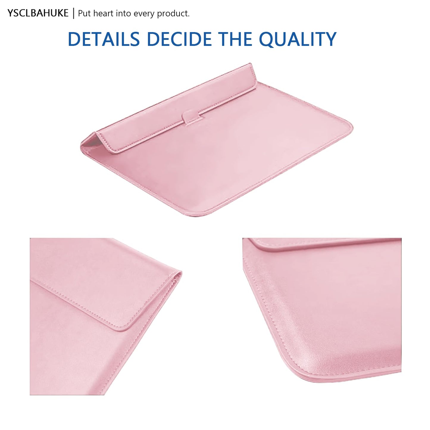 YSCLBAHUKE PU Leather Laptop Sleeve with Stand for MacBook 2025 Air15 M4 A3241 M2 M3 A2941 A3114 Pro16 M4 A3186 A3403 Pro16 A2485/A2780/A2991 Pro15w/tb A1707/A1990 Retina 15 A1398, Pink ﻿