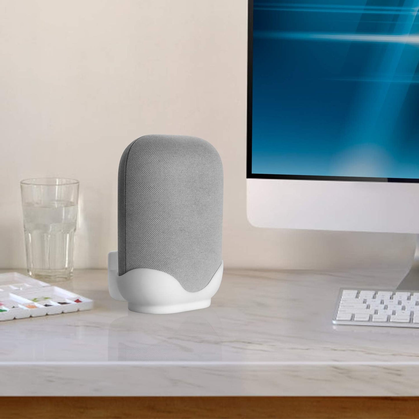 LeongLzt Ouligei Google Nest Audio Speaker Wall Mount/Bracket, in-Built Cable Management System & Easy Installation Speaker Holder Shelf Stand - Elegant & Durable Space Saving Accessory