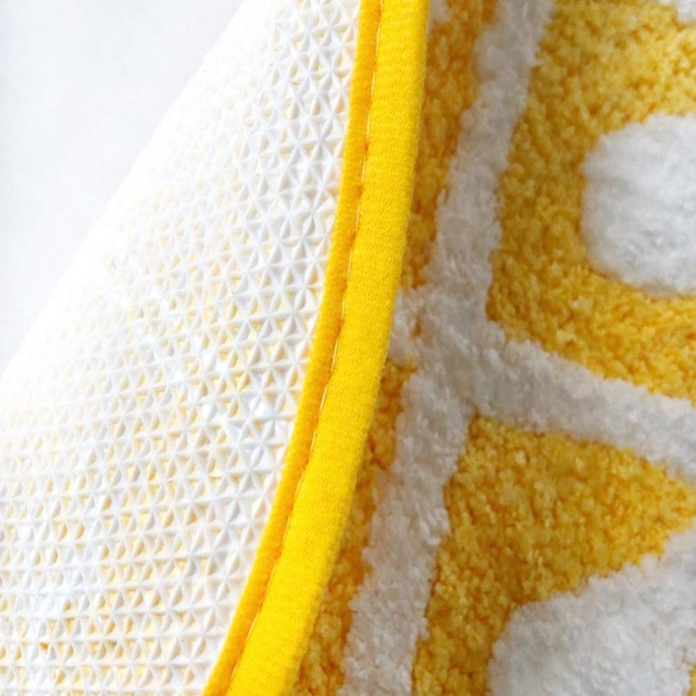 UKELER Home Entrance Rug Half Round Yellow White Door Mat Dirt Trapping Rugs Non Slip Absorbent Bath Rugs Bathtub Mat for Kids, 31.5''x19.7''
