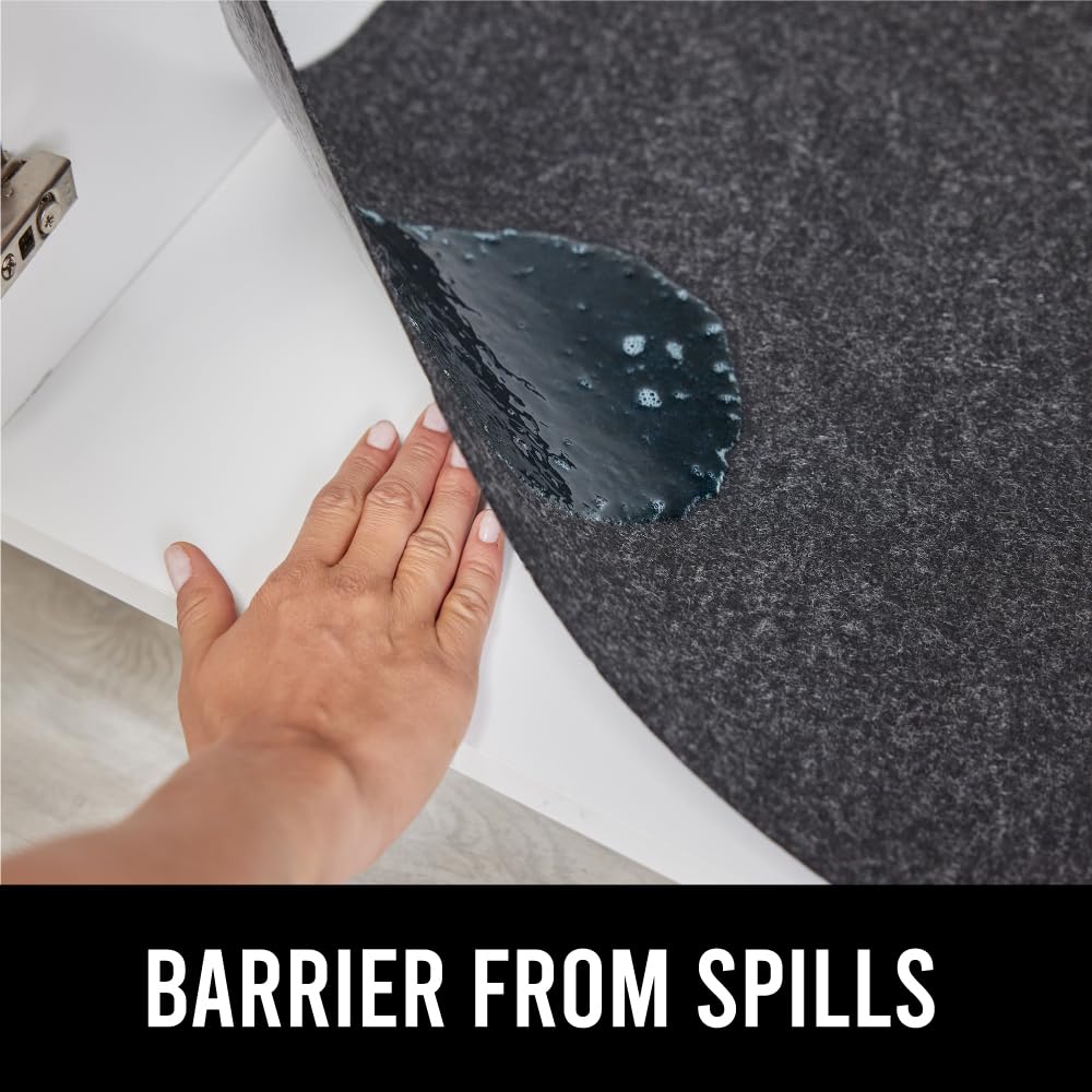 GORILLA GRIP LeakGuard Non-Adhesive Under Sink Mat for Kitchen Cabinet, Waterproof Quick Dry Shelf Liner, Durable Absorbent Felt Mats for Bathroom Sinks, Cabinets, Dresser, Easy to Trim 24x24 Charcoal