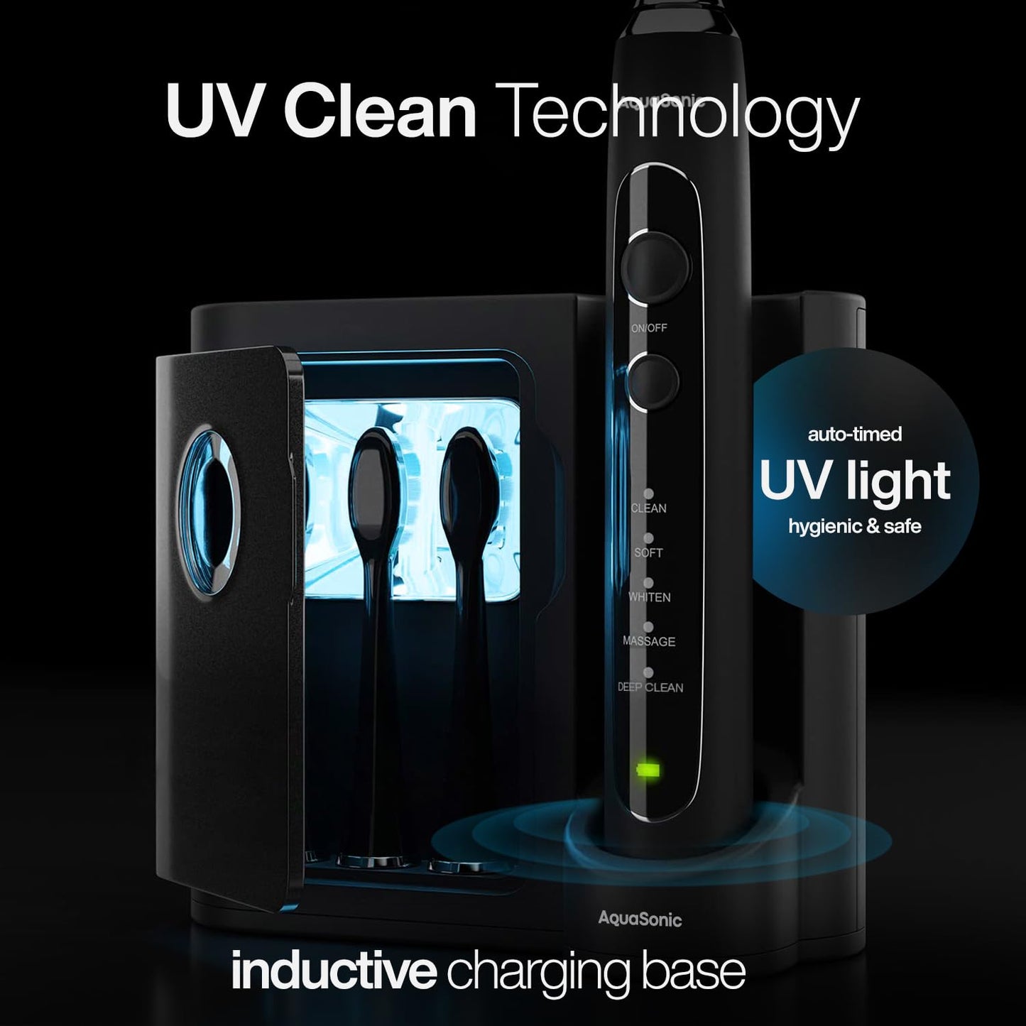 Aquasonic Black Series PRO – Ultra-Whitening Electric Toothbrush – 5 Modes & Smart Timers – Premium Travel Case & 6 Proflex Brush Heads – ADA Accepted Toothbrush
