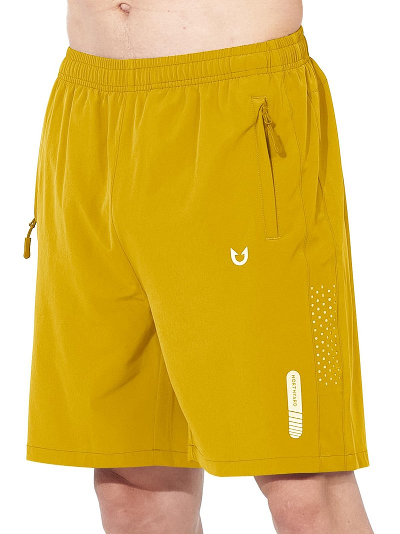 NORTHYARD Men's Athletic Running Shorts Quick Dry Workout Shorts 7"/ 5"/ 9" Lightweight Sports Gym Basketball Shorts Hiking Exercise Yellow 2XL