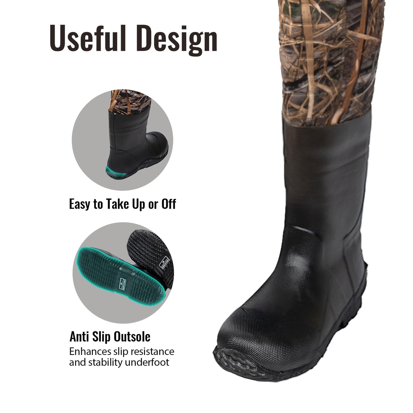 8 Fans Hunting Waders for Kids, Neoprene Youth Fishing Waders with Boot, Lightweight Chest Waders for Toddler Children (Next Camo Evo(s), 8/9#)