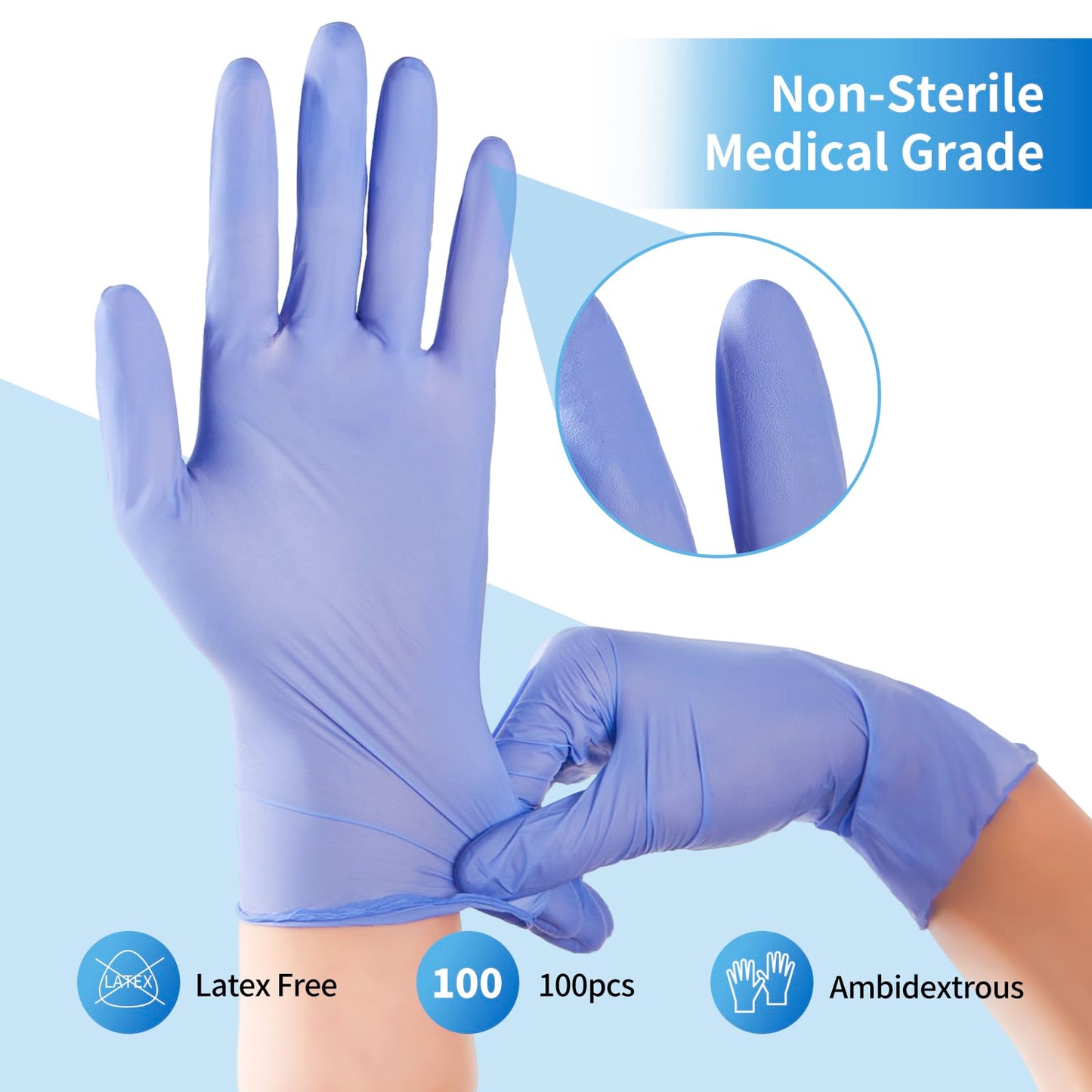 DealbyBox 500 Pack Disposable Gloves, Powder-Free, Latex-Free, Nitrile Gloves for Cooking, Food Prep, Household Cleaning (Blue, Large)