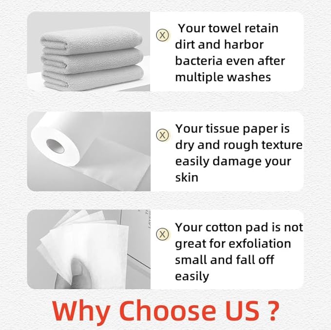 Disposable Face Towels, Biodegradable Facial Towels Clean Face Towels XL
