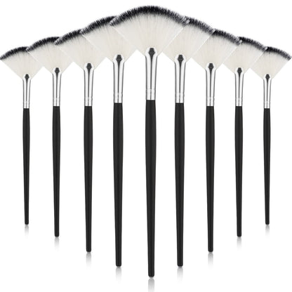 9 Pieces Facial Fan Mask Brushes, Soft Facial Applicator Brushes Tools for Peel Glycolic Makeup for Mud Cream(Champagne)