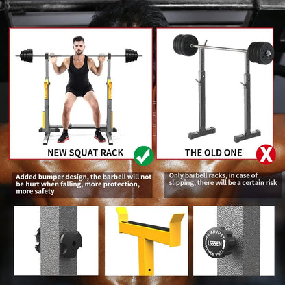 K KiNGKANG Adjustable Squat Rack,Multi-Function Barbell Rack for Weight Lifting and Home Gym Fitness Workout Portable Squat Bench Press,Load 690LBS