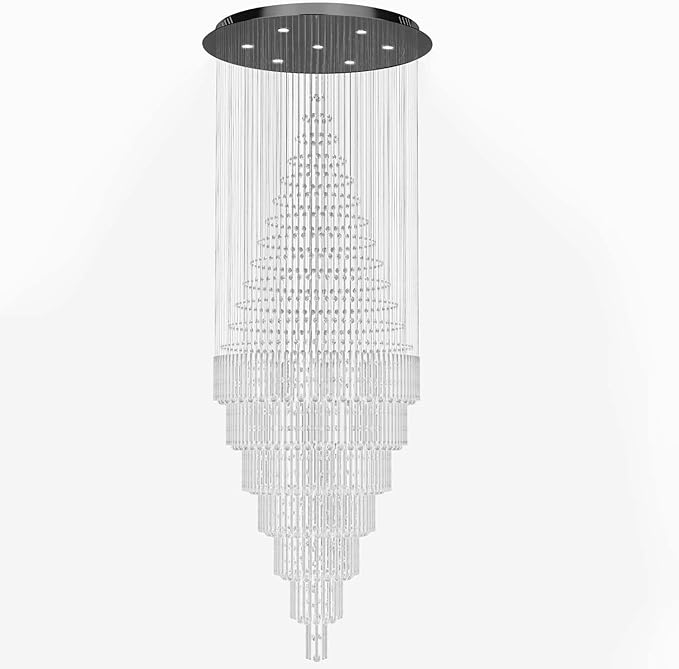 Flashing God D59''X H120'' Extra Large Chandelier for High Ceilings Crystal Raindrop Chandeliers Large Chandelier for Villa Entrance Foyer LED Dimmable Black Large Light Fixture