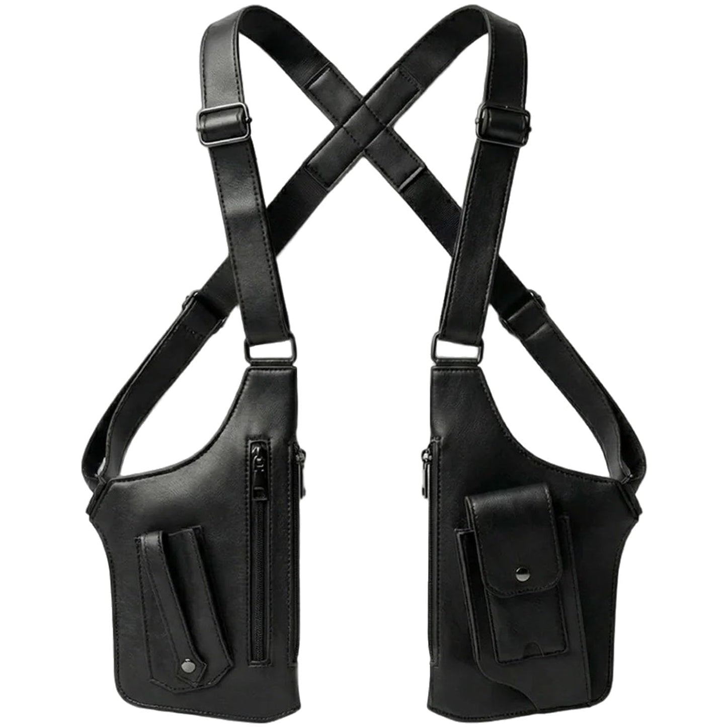 Men’s Underarm Shoulder Holster Bag Anti-Theft Crossbody Sling Bag Concealed Style EDC Pouch Adjustable Straps Multi Pocket (Vegan Leather)