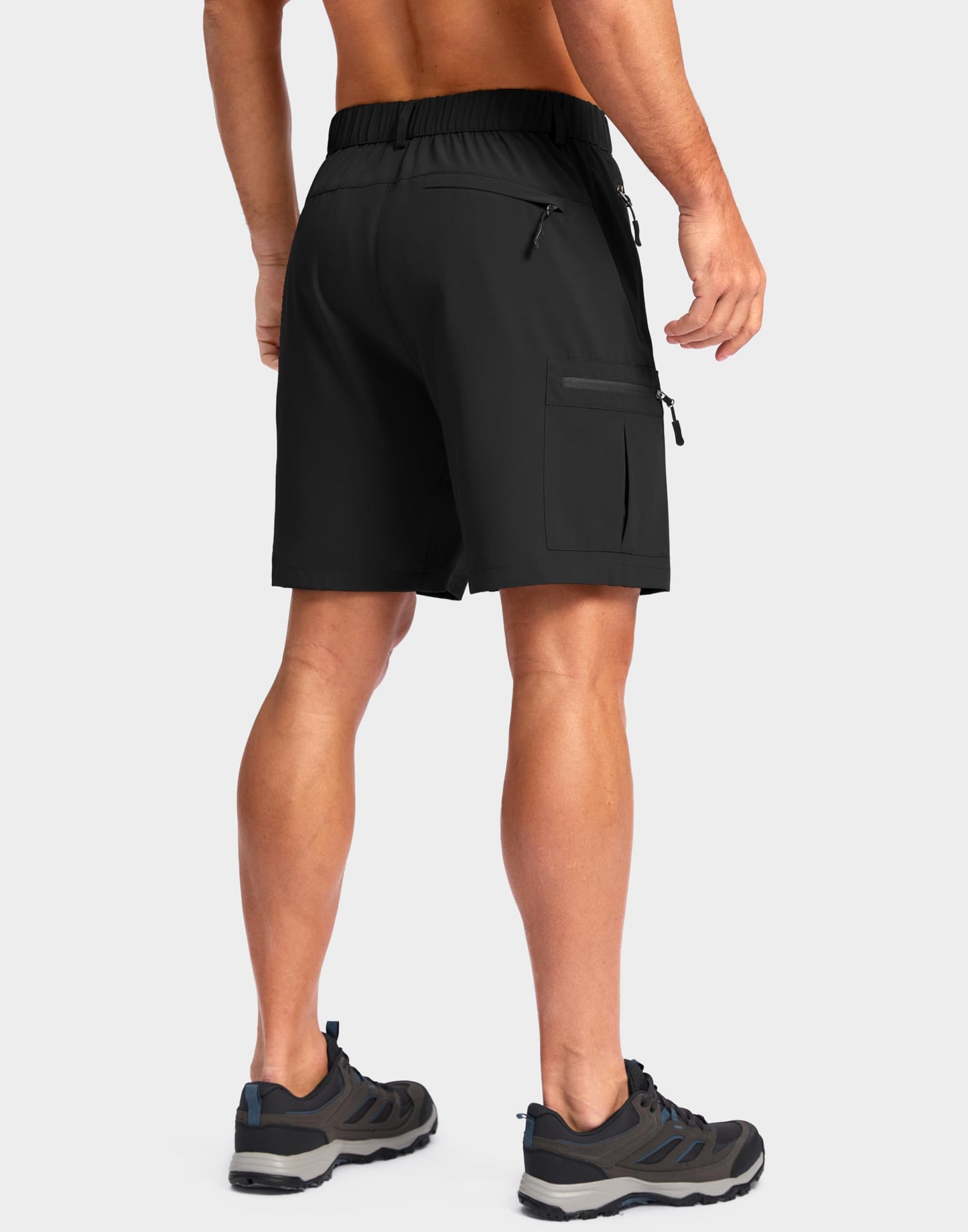 Pudolla Men's Hiking Cargo Shorts Lightweight 7" Travel Casual Shorts for Men Golf Work Outdoor with 5 Zipper Pockets(Black X-Large)