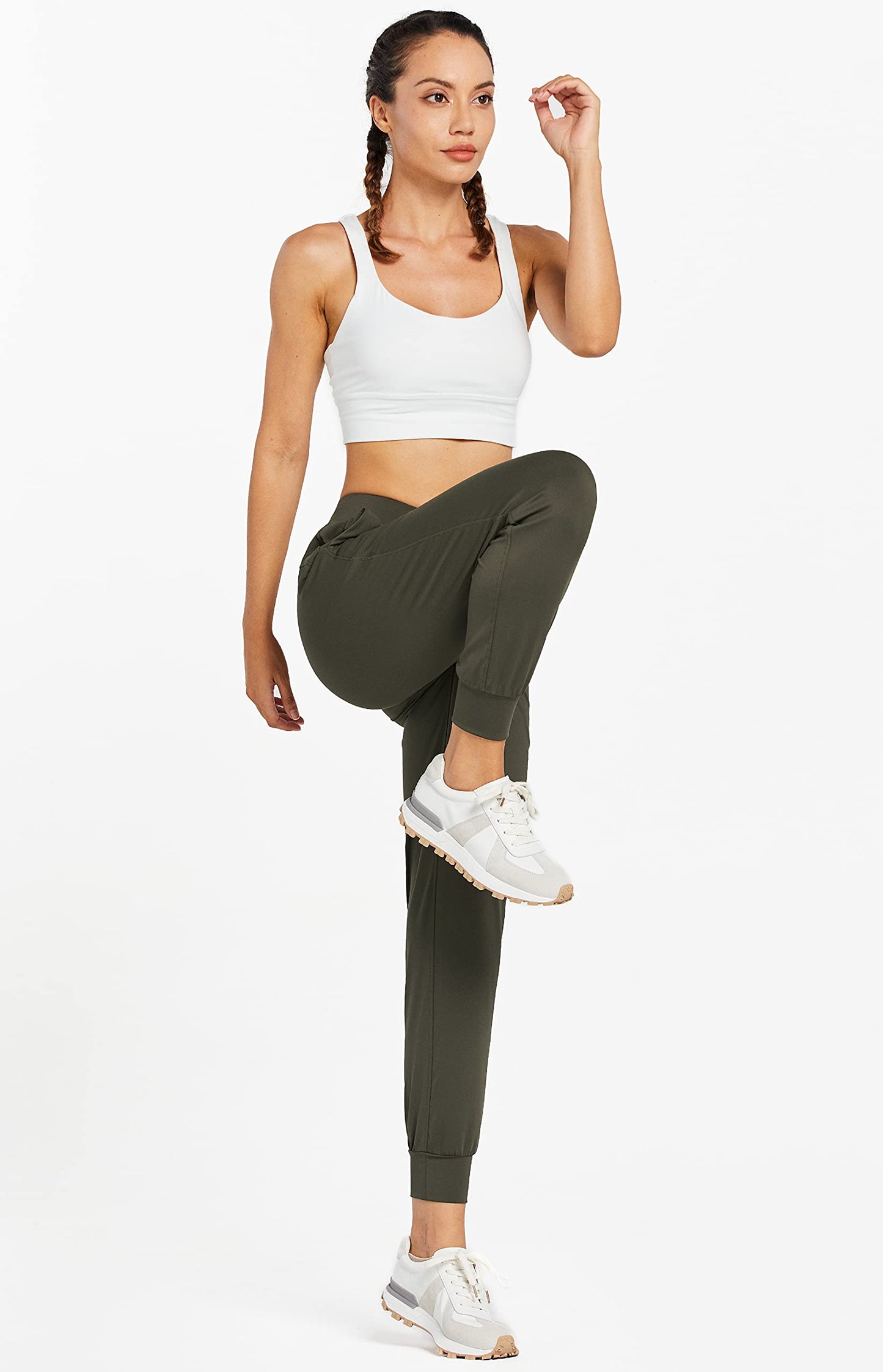 Libin Women's Joggers Pants Athletic Sweatpants with Pockets Running Tapered Casual Pants for Workout,Lounge, Olive Green 3XL