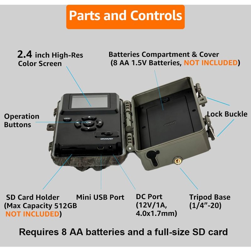 GardePro A3S Trail Camera (Non-Cellular, Non-WiFi), Enhanced Low-Light Performance, 64MP Photo & 1296P HD Video, 0.1s Trigger, 100ft No-Glow Night Vision, Motion Activated Wildlife Camera