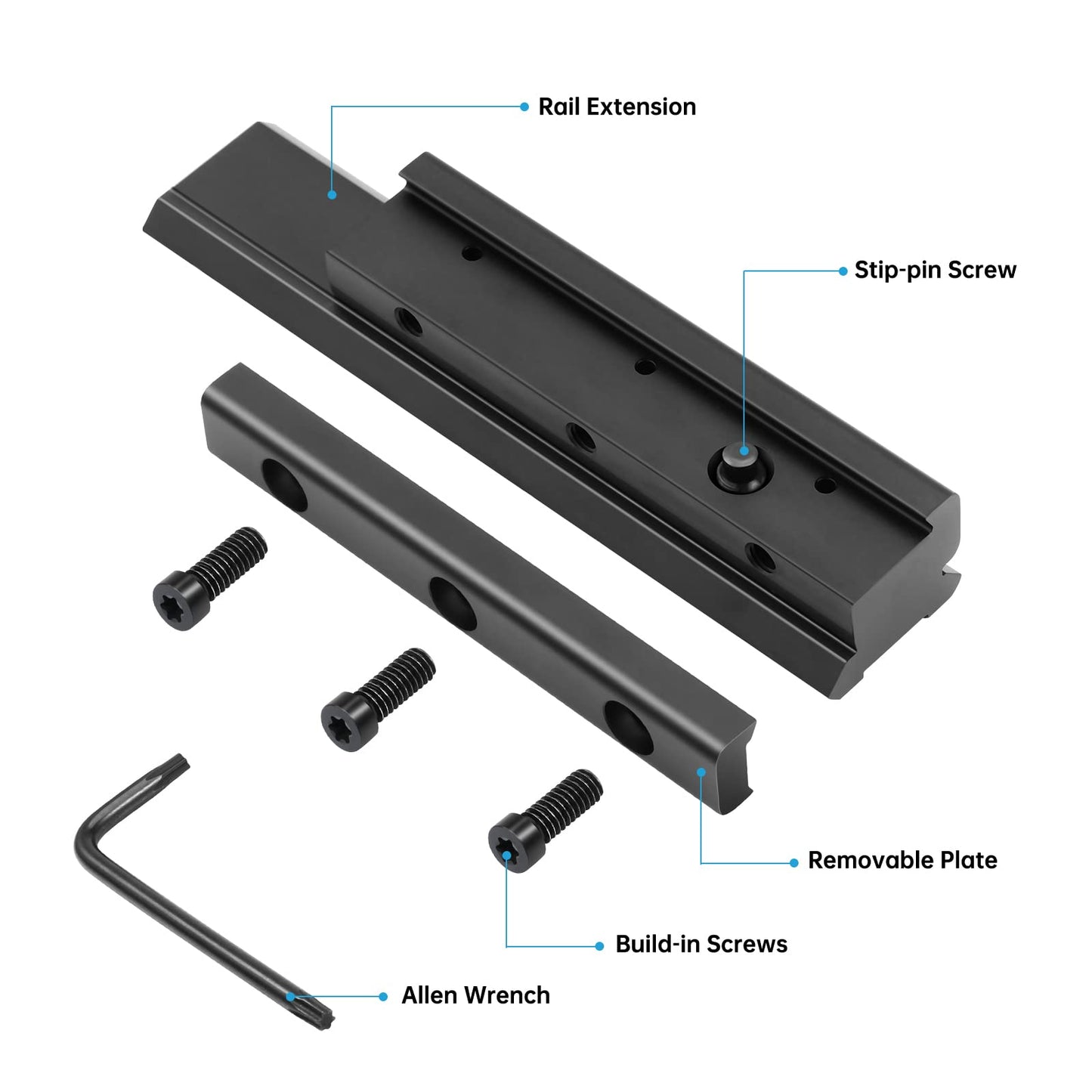 Bontok Dovetail to Picatinny Rail Adapter, 11mm Dovetail to 21mm Upgraded Build-in Locking Screws Picatinny Rail Low Profile Scope Mount Converter Base 3/8" to 7/8" Converter-9 Slots-Black-(2 Pack)